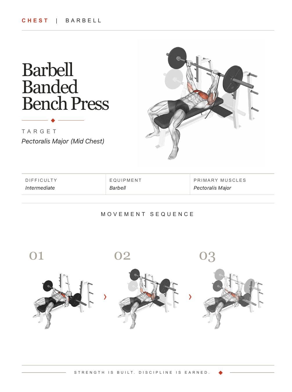 Published interior page for the Barbell Banded Bench Press